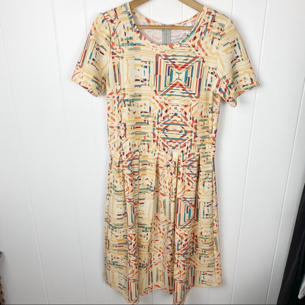 Lularoe Geometric Print Amelia Dress Pockets XL
